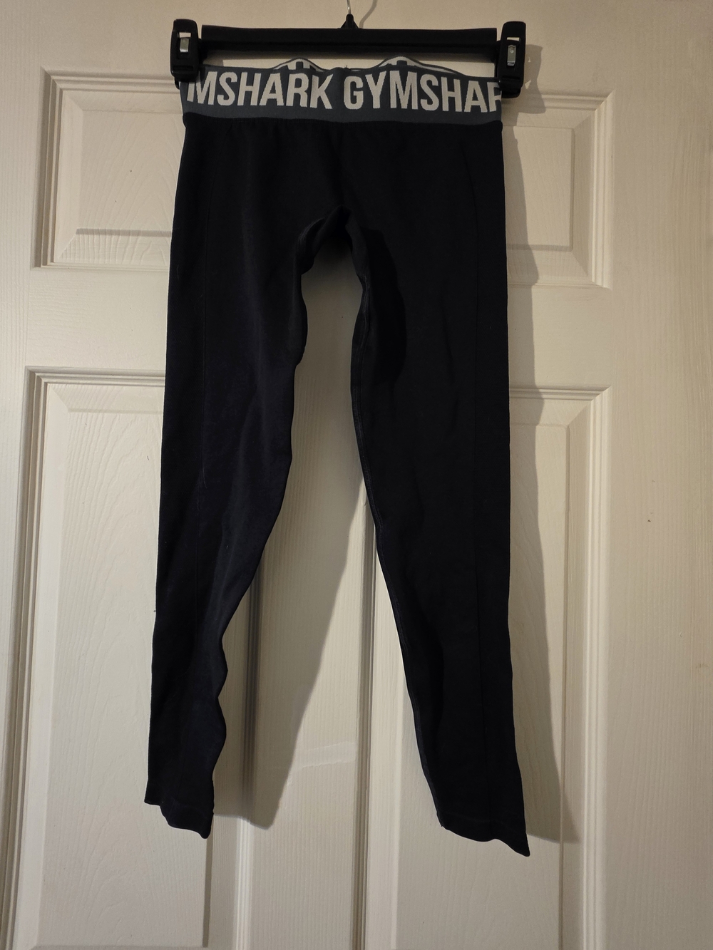 Gymshark Black High-Waist Logo Leggings with Gray Band